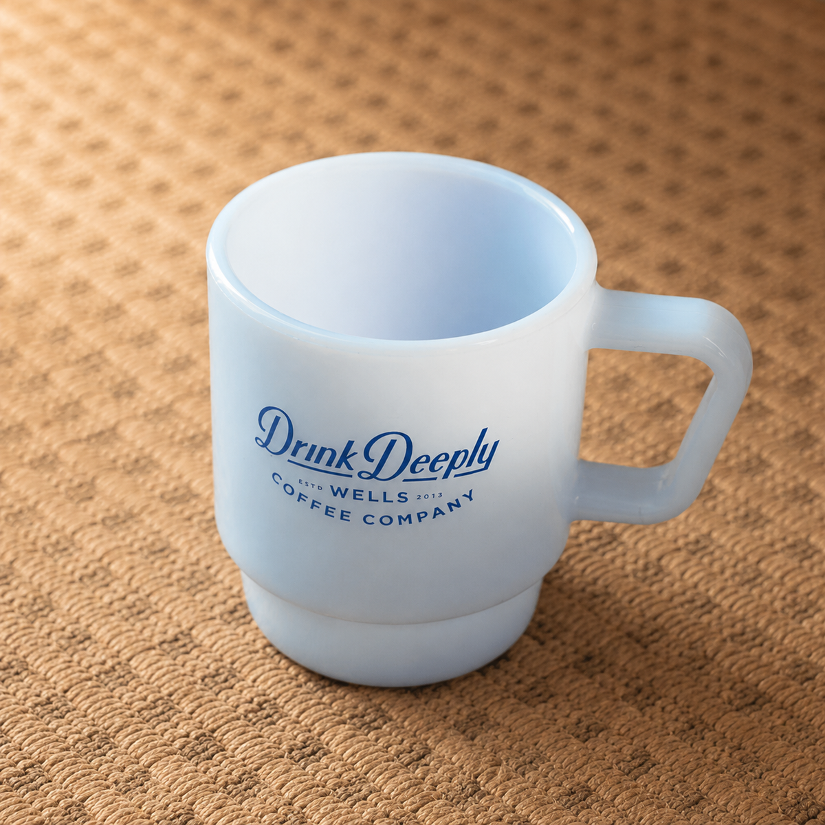 Drink Deeply Blue Milk Glass