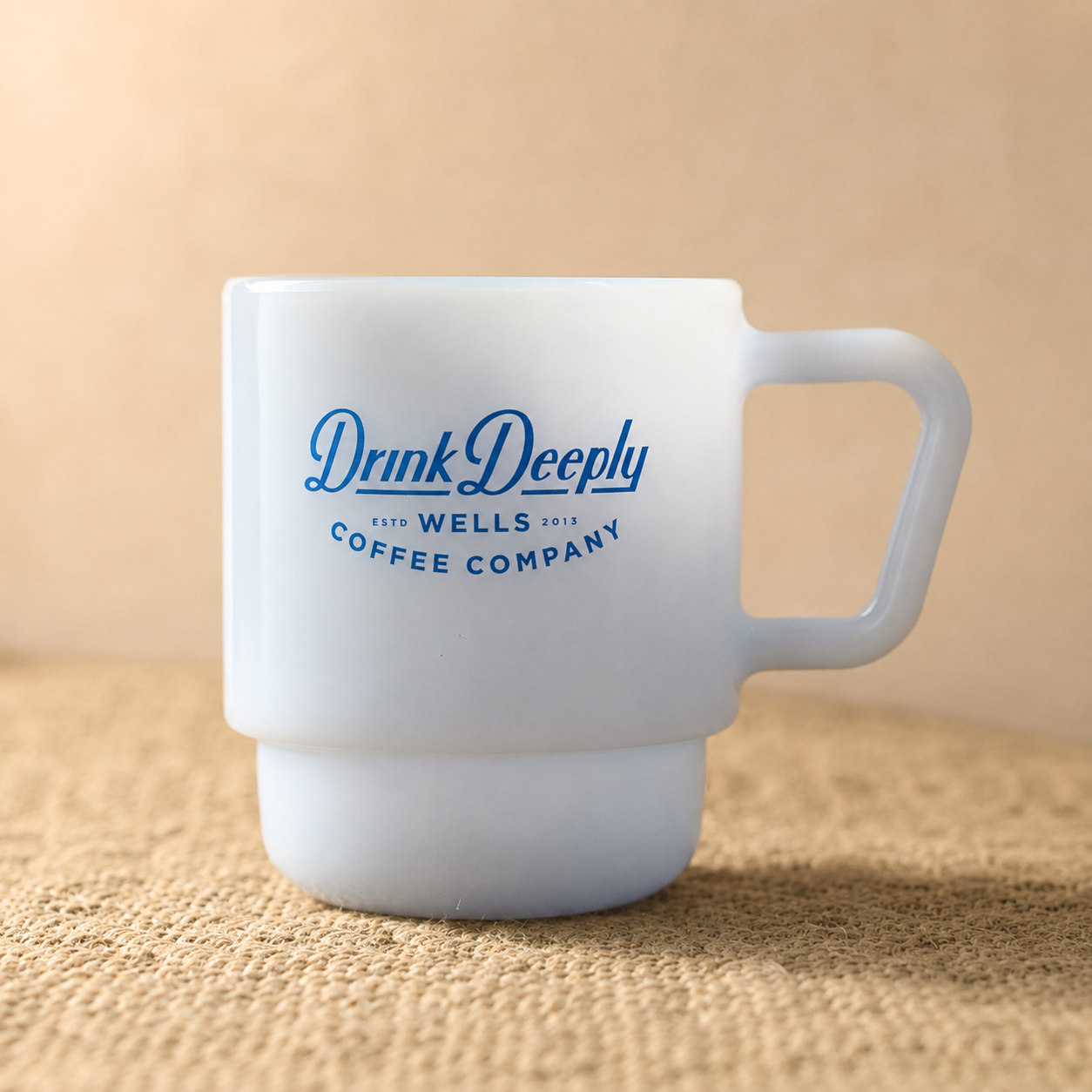 Drink Deeply Blue Milk Glass