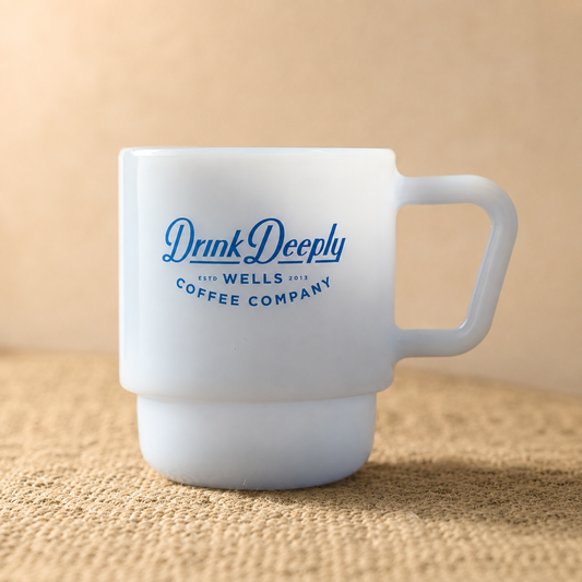 Drink Deeply Blue Milk Glass