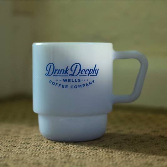 Drink Deeply Blue Milk Glass